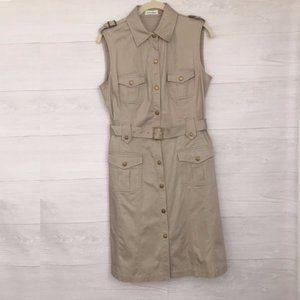 CALVIN KLEIN Khaki Utility Dress, Size 8